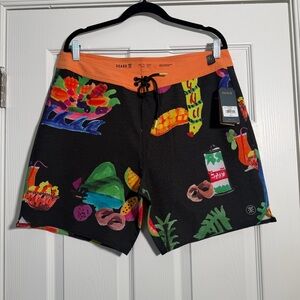 Roark Orange and Black Boardshorts